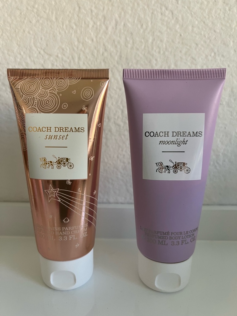 Coach Dreams Sunset (rose gold) & Moonlight (lavender) Hand Creams